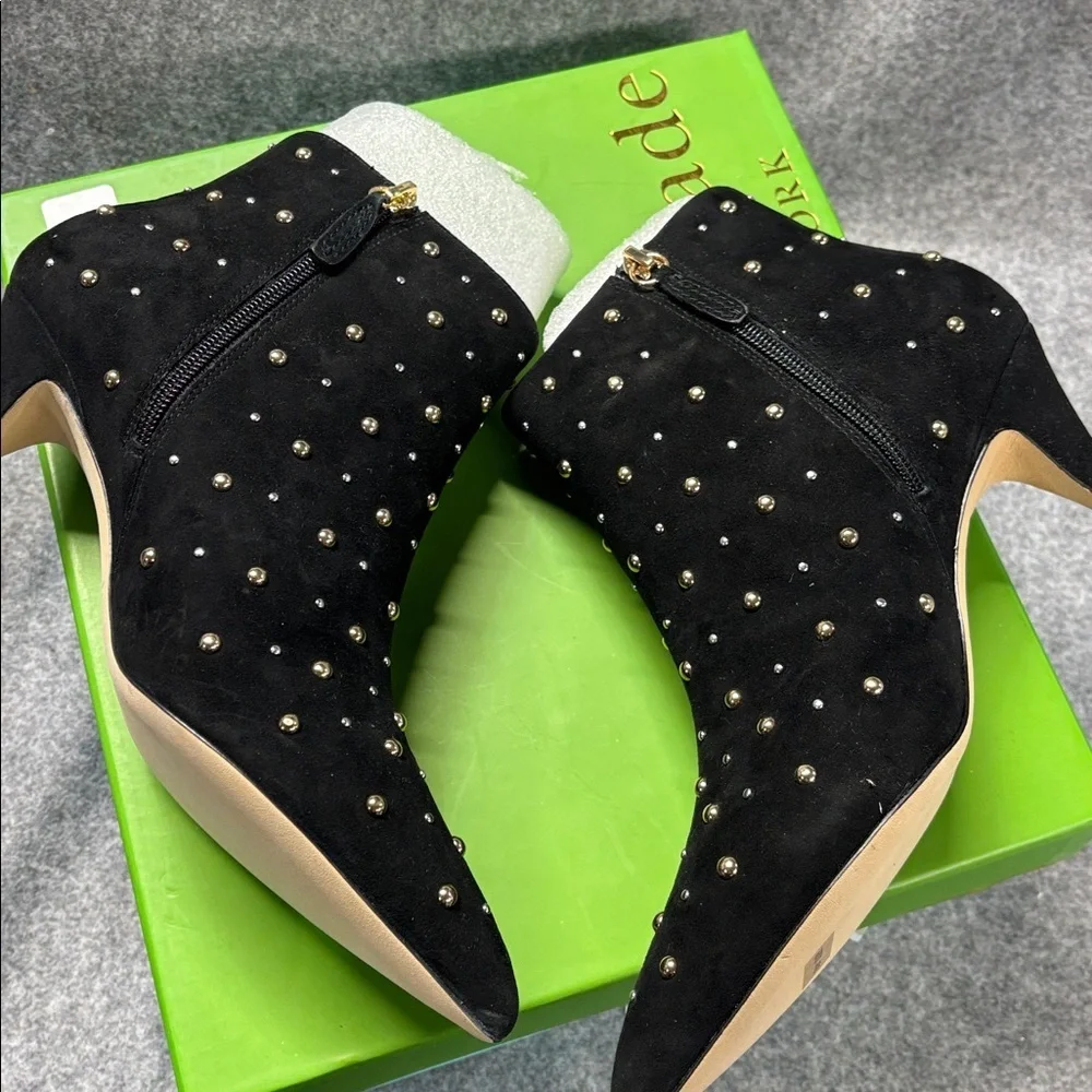 Kate Spade Kate Genuine Suede Leather STARR Studded heel Ankle Booties  8 1/2